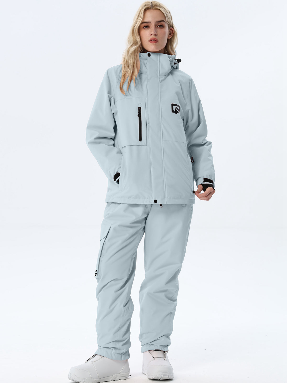 Women's Hooded Ski Jacket and Bib Overalls Combo