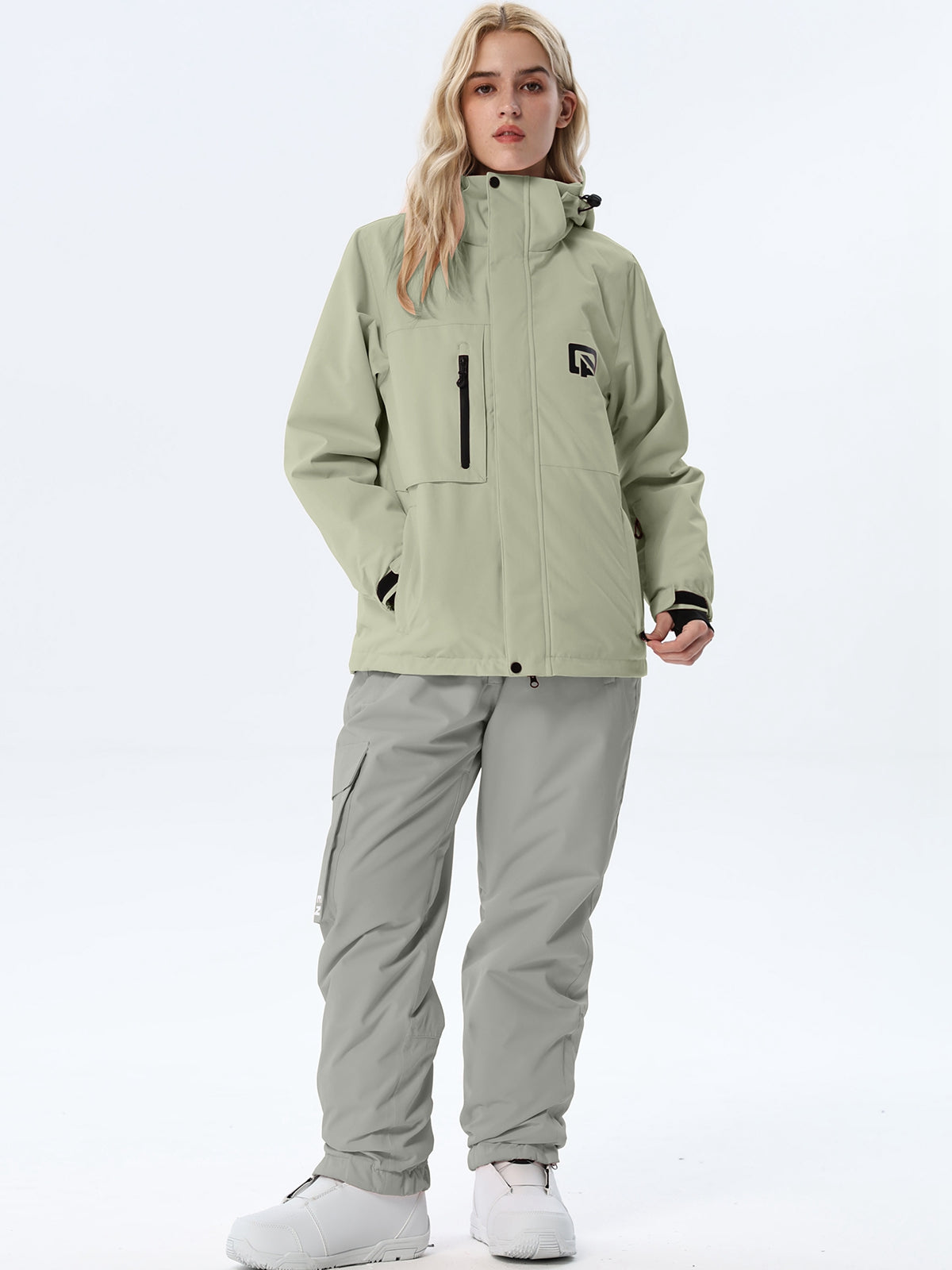 Women's Hooded Ski Jacket and Bib Overalls Combo