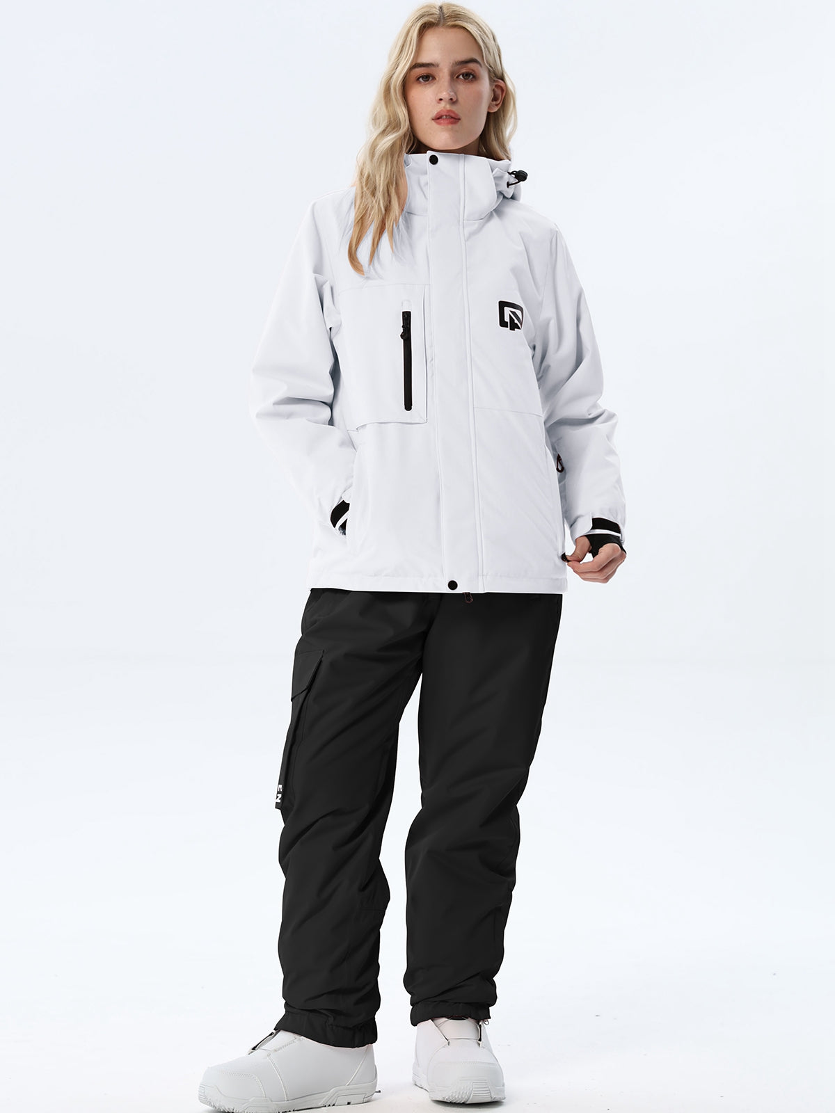 Women's Hooded Ski Jacket and Bib Overalls Combo