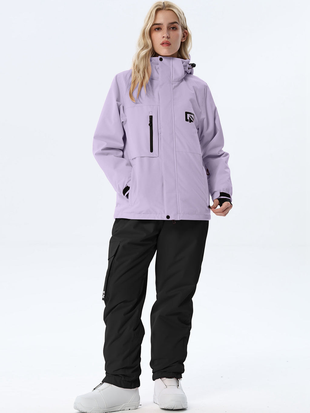 Women's Hooded Ski Jacket and Bib Overalls Combo