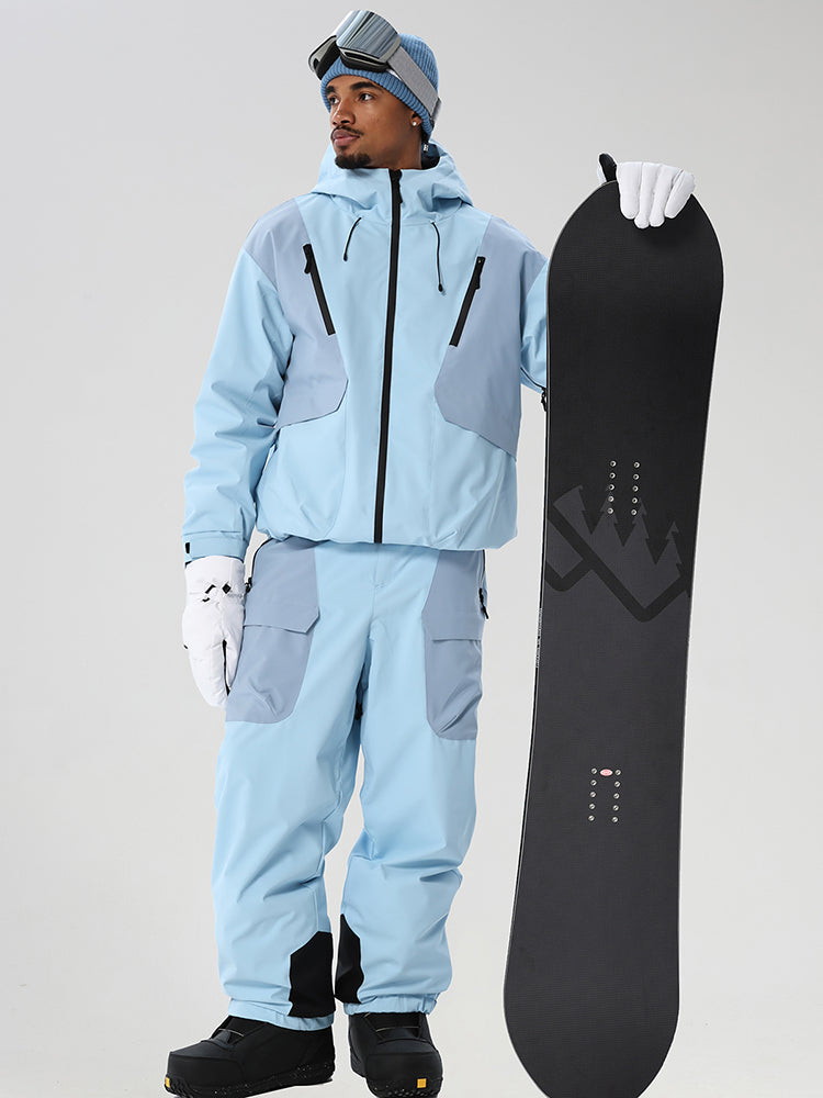 Men's Retro Color-Panel Jacket and Cargo Pants Set