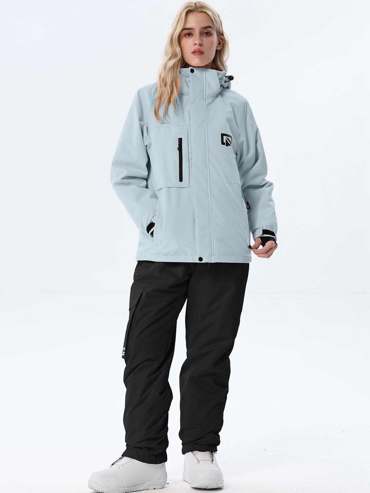 Women's Hooded Ski Jacket and Bib Overalls Combo