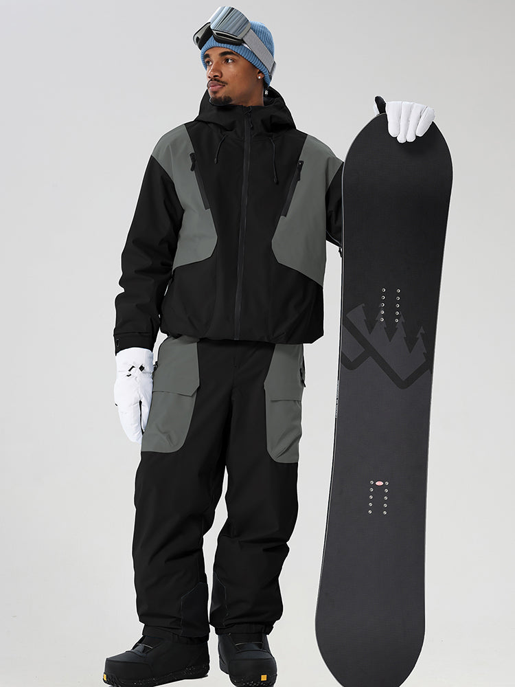 Men's Retro Color-Panel Jacket and Cargo Pants Set