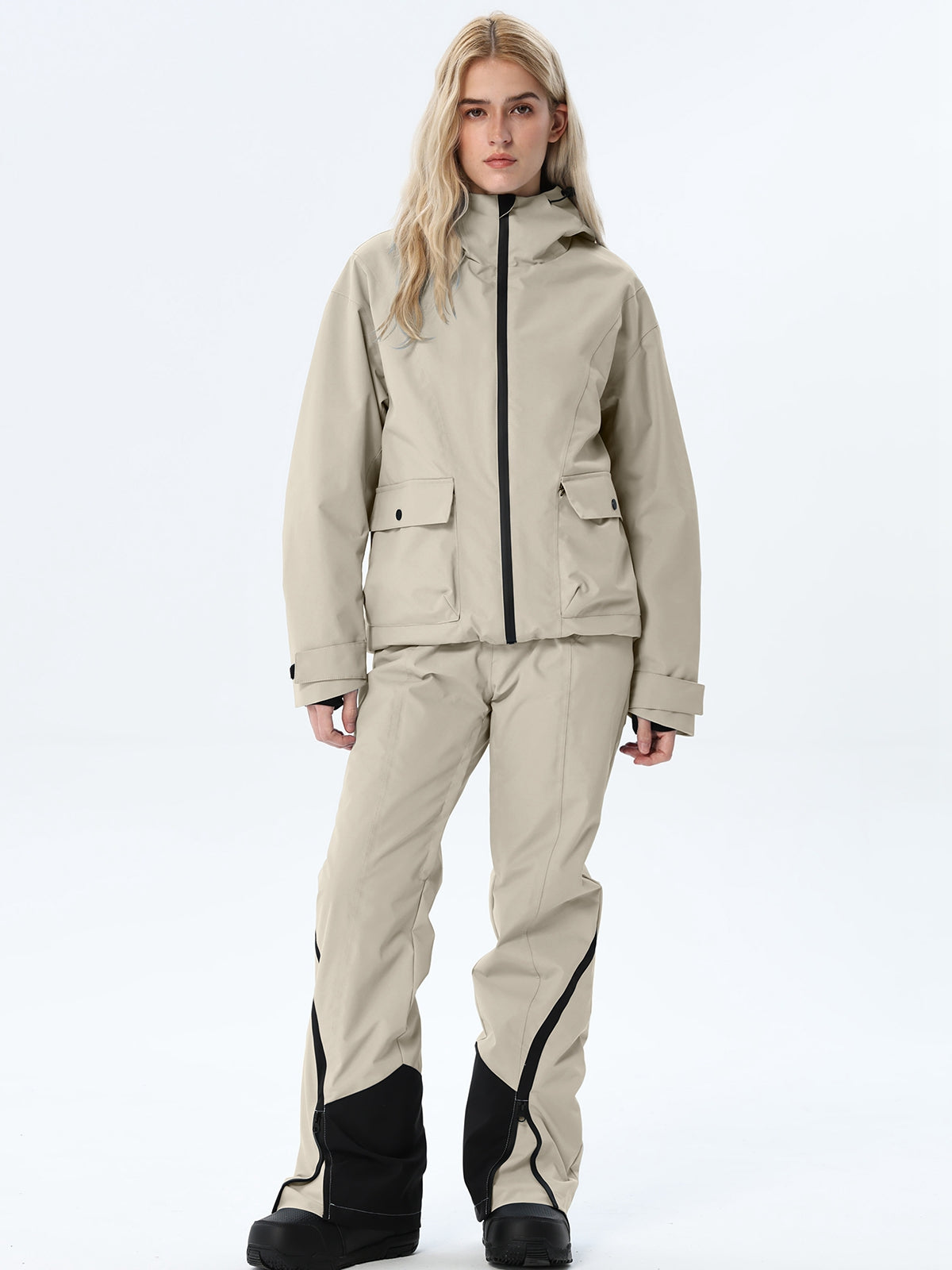 Women's Hooded Utility Snow Set with Flap Pockets