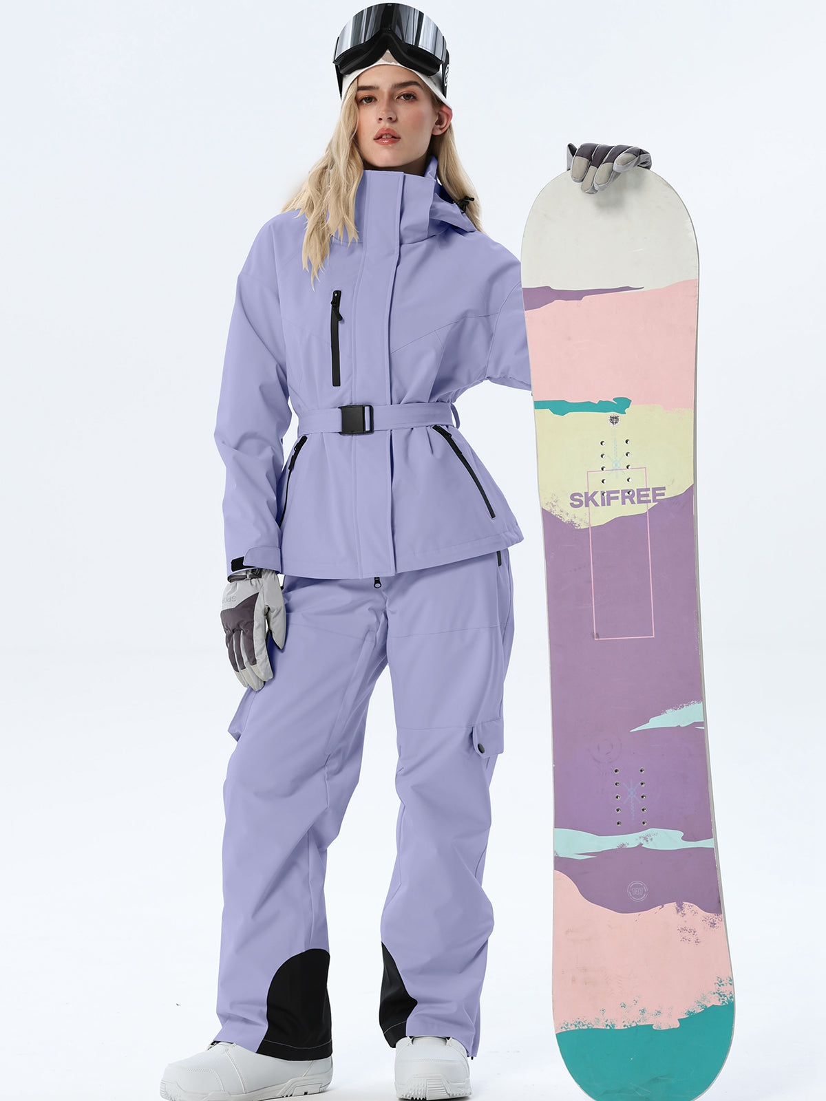 Women's Coordinated Belted Snow Jacket and Pants