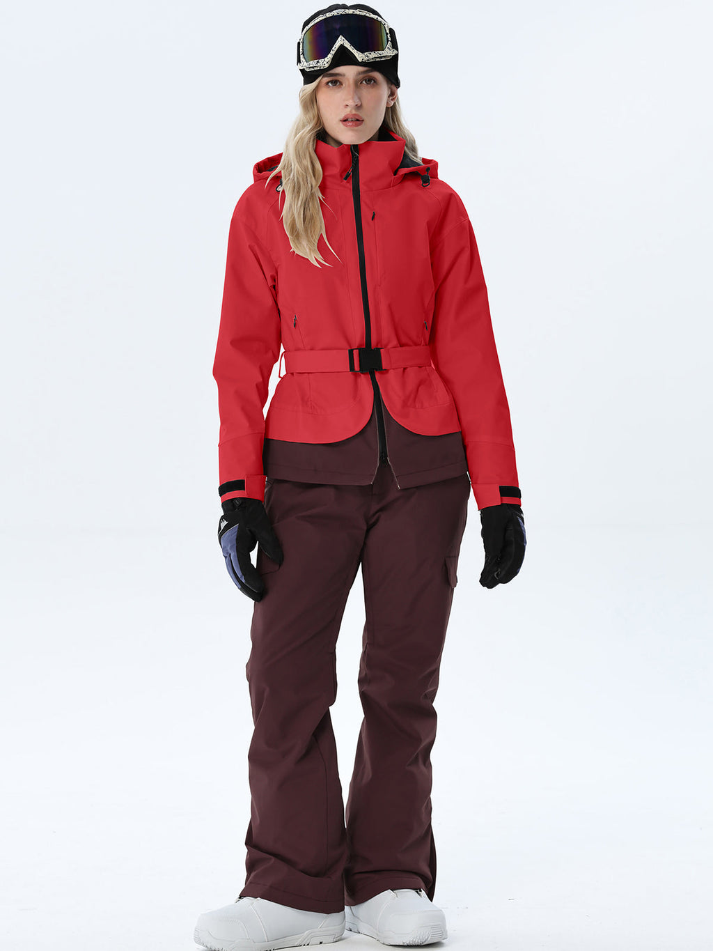 Women's Two-Tone Ski Outfit with Adjustable Waist Belt