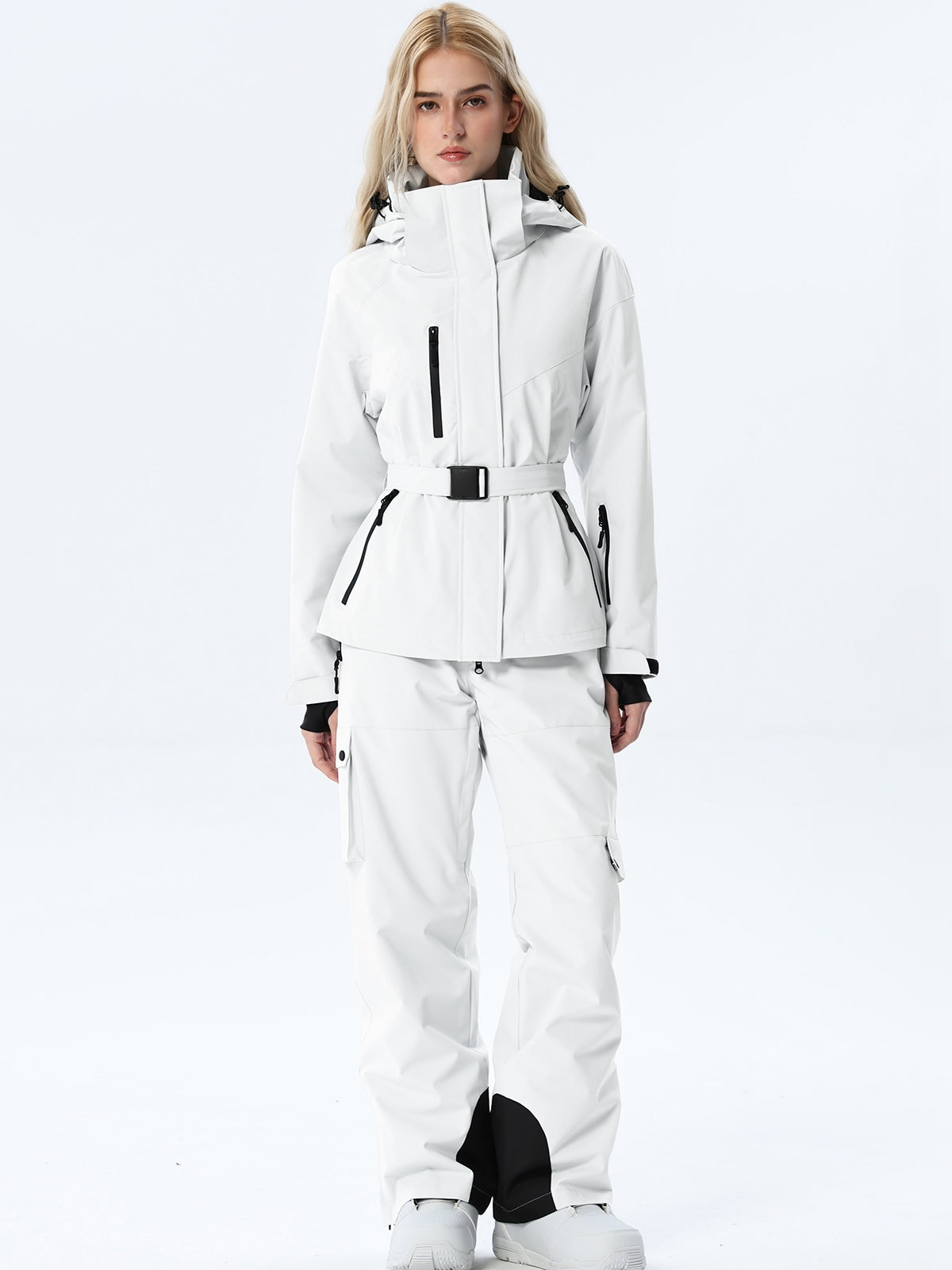 Women's Coordinated Belted Snow Jacket and Pants