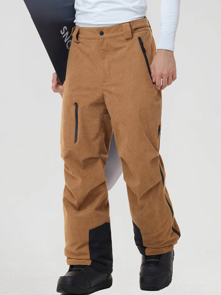 Men's Padded Cargo Snow Trousers with Waist Adjusters