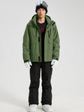Men's Hooded Cargo Snow Jacket and Bib-Style Pants