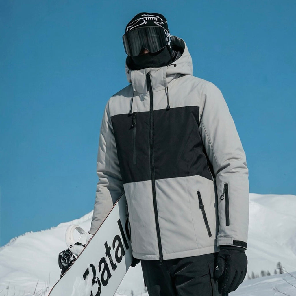 Unisex Color-Panel Hooded Ski Shell Coat