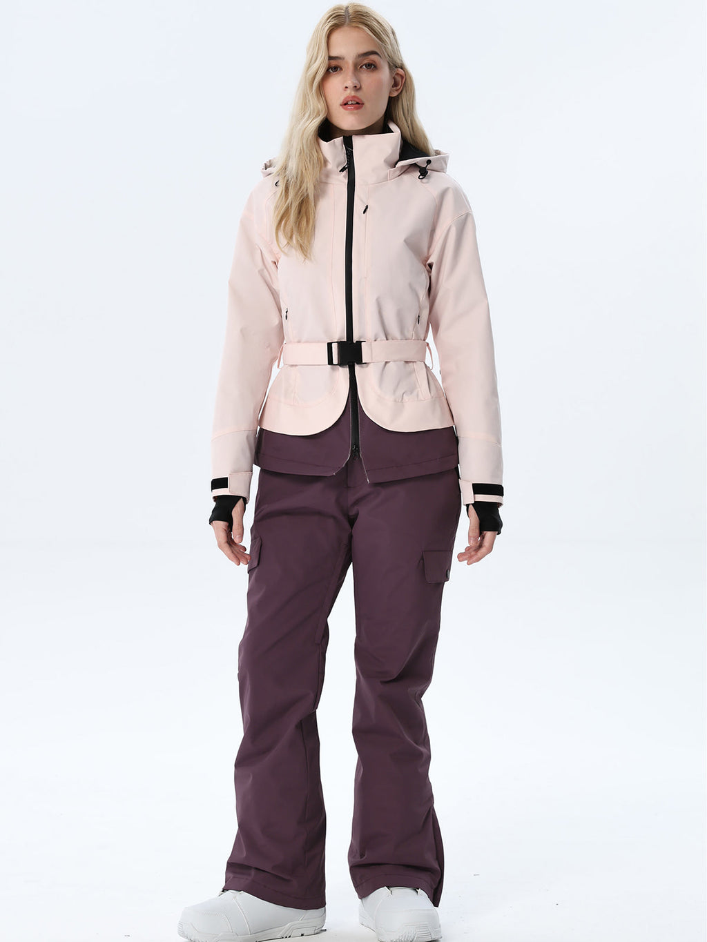 Women's Two-Tone Ski Outfit with Adjustable Waist Belt