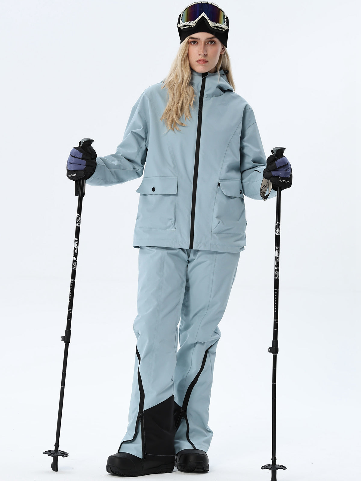 Women's Hooded Utility Snow Set with Flap Pockets