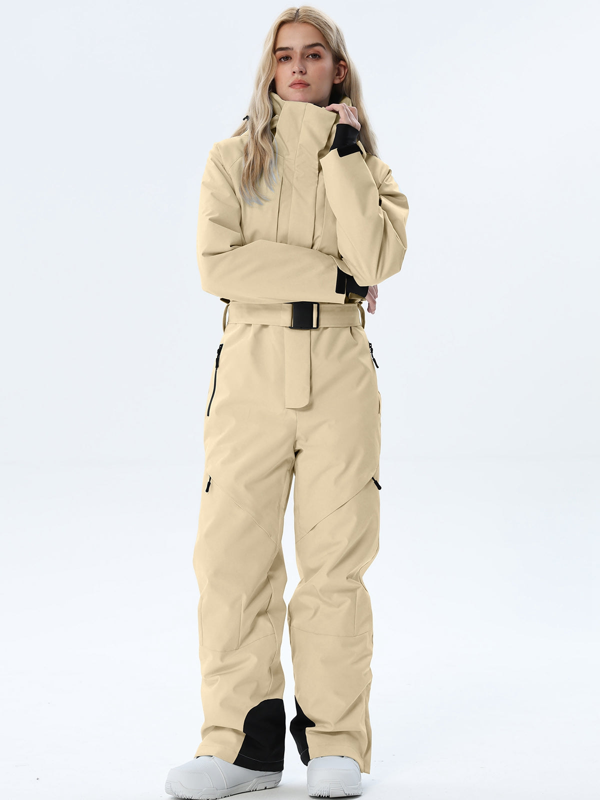 Women's Belted Cargo Snow Jumpsuit