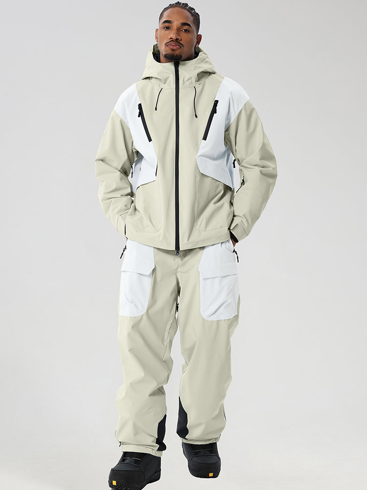 Men's Retro Color-Panel Jacket and Cargo Pants Set