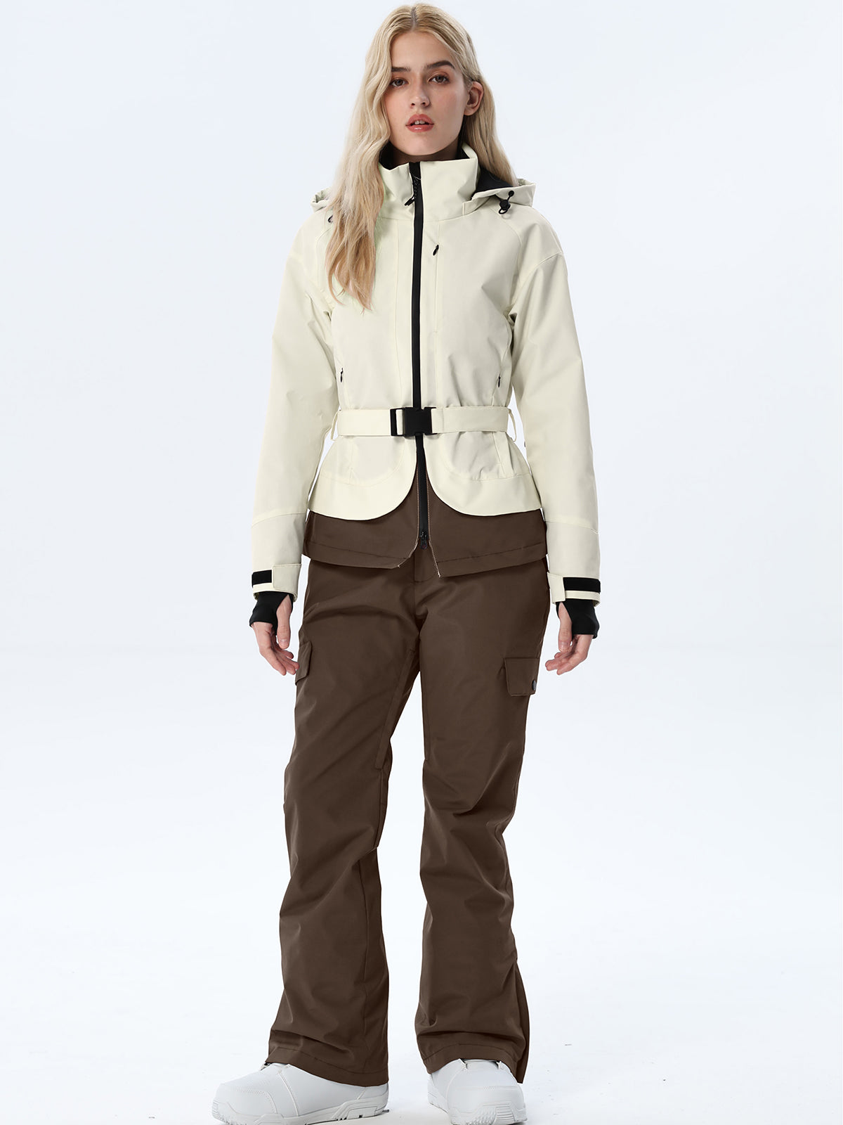 Women's Two-Tone Ski Outfit with Adjustable Waist Belt