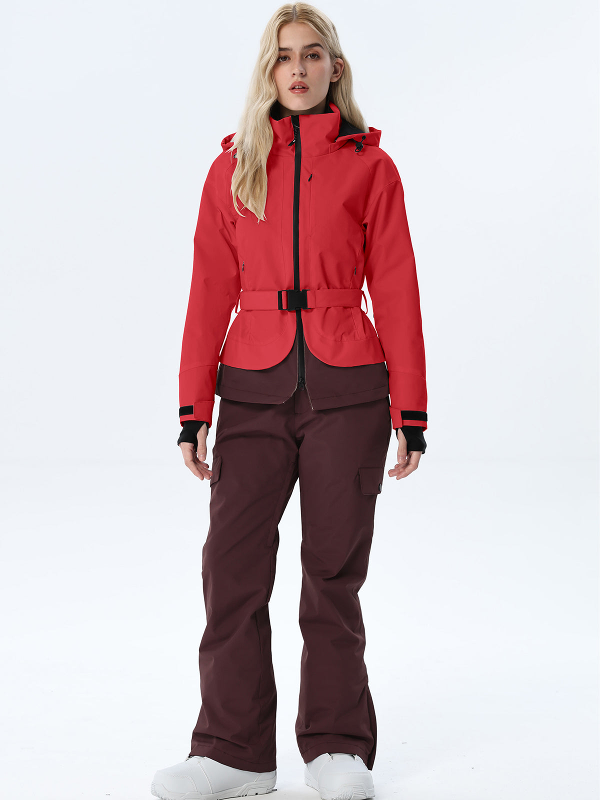 Women's Two-Tone Ski Outfit with Adjustable Waist Belt