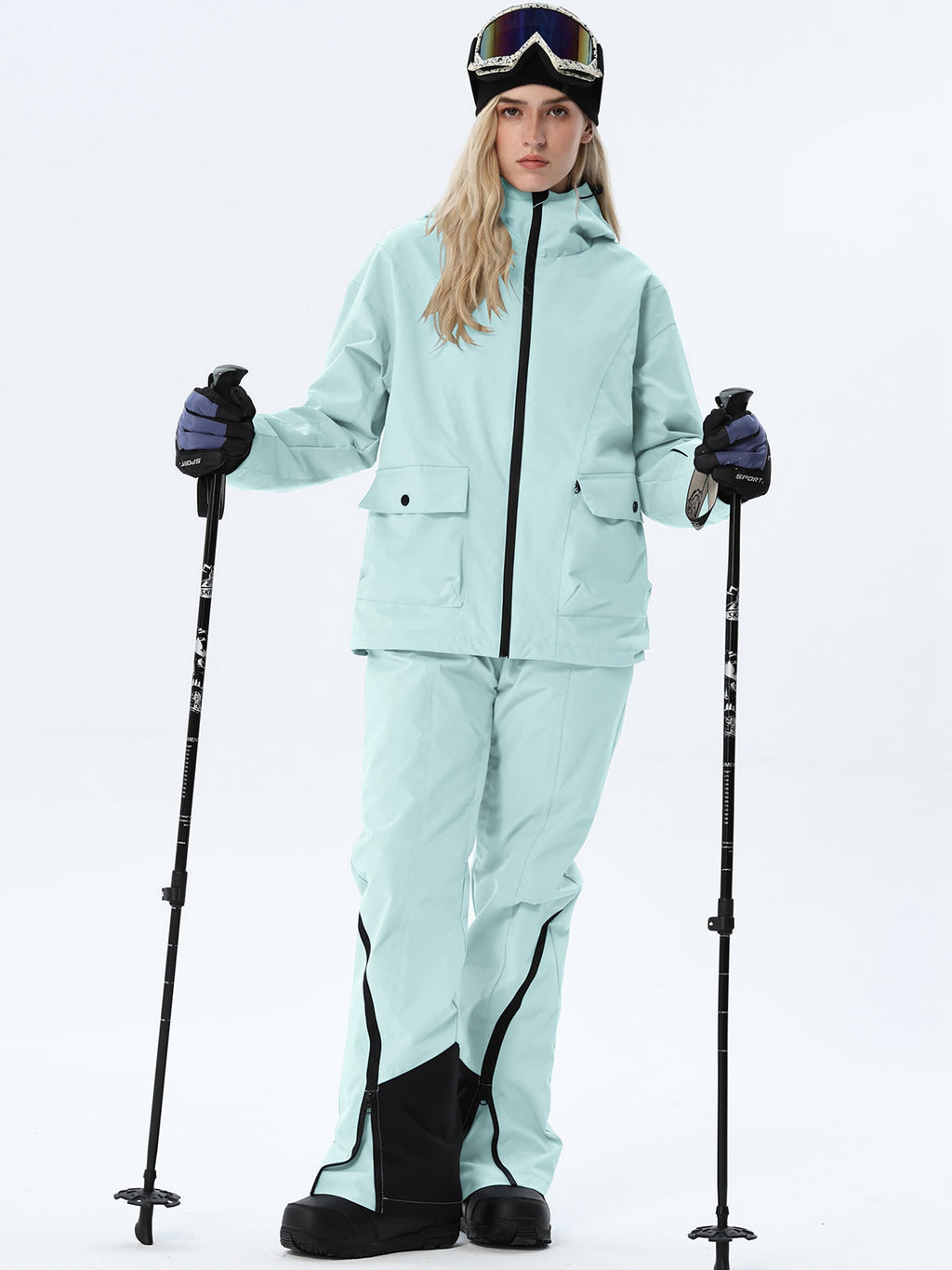 Women's Hooded Utility Snow Set with Flap Pockets