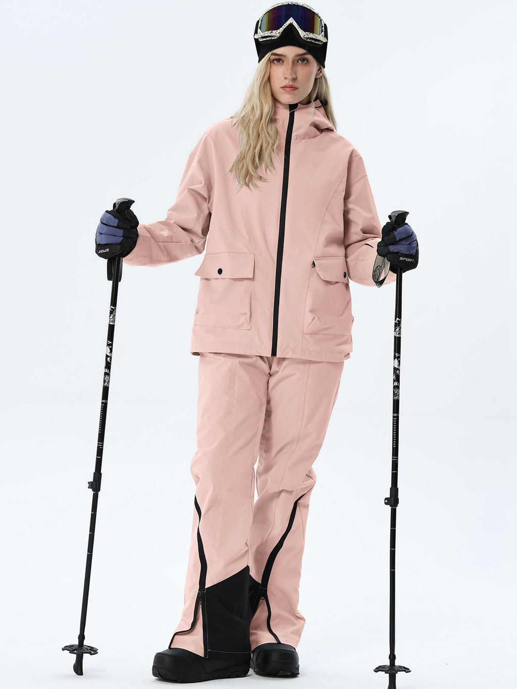 Women's Hooded Utility Snow Set with Flap Pockets