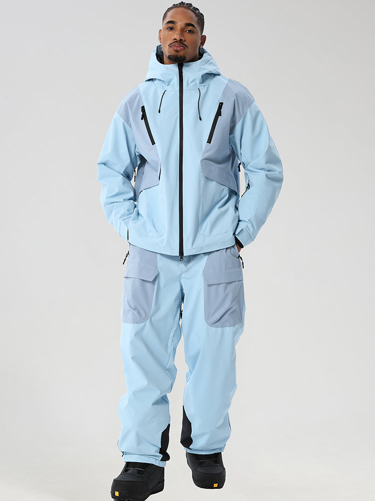 Men's Retro Color-Panel Jacket and Cargo Pants Set