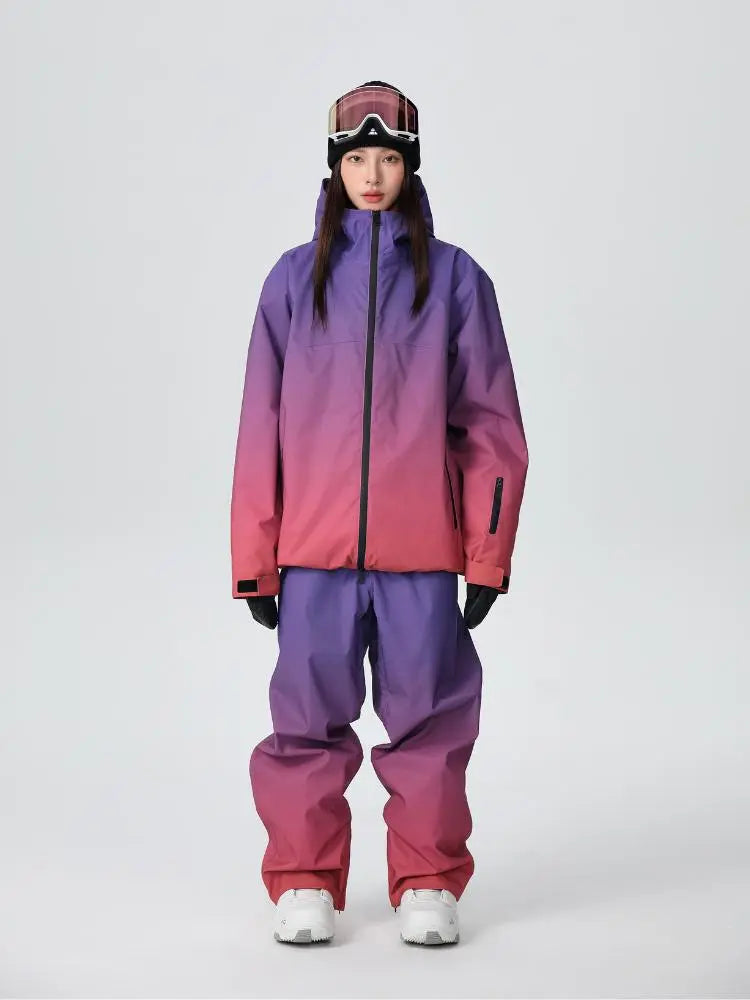Women Unique 3L Gradient Snowsuits Durable Ski Jacket and Pants