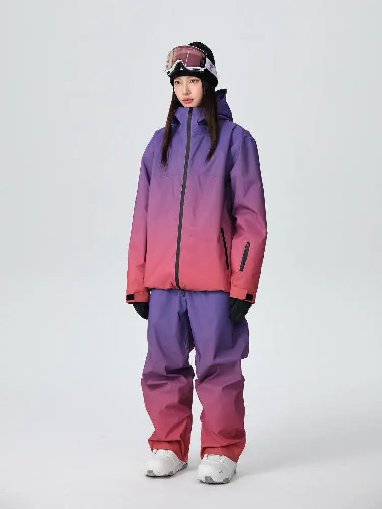 Women Unique 3L Gradient Snowsuits Durable Ski Jacket and Pants