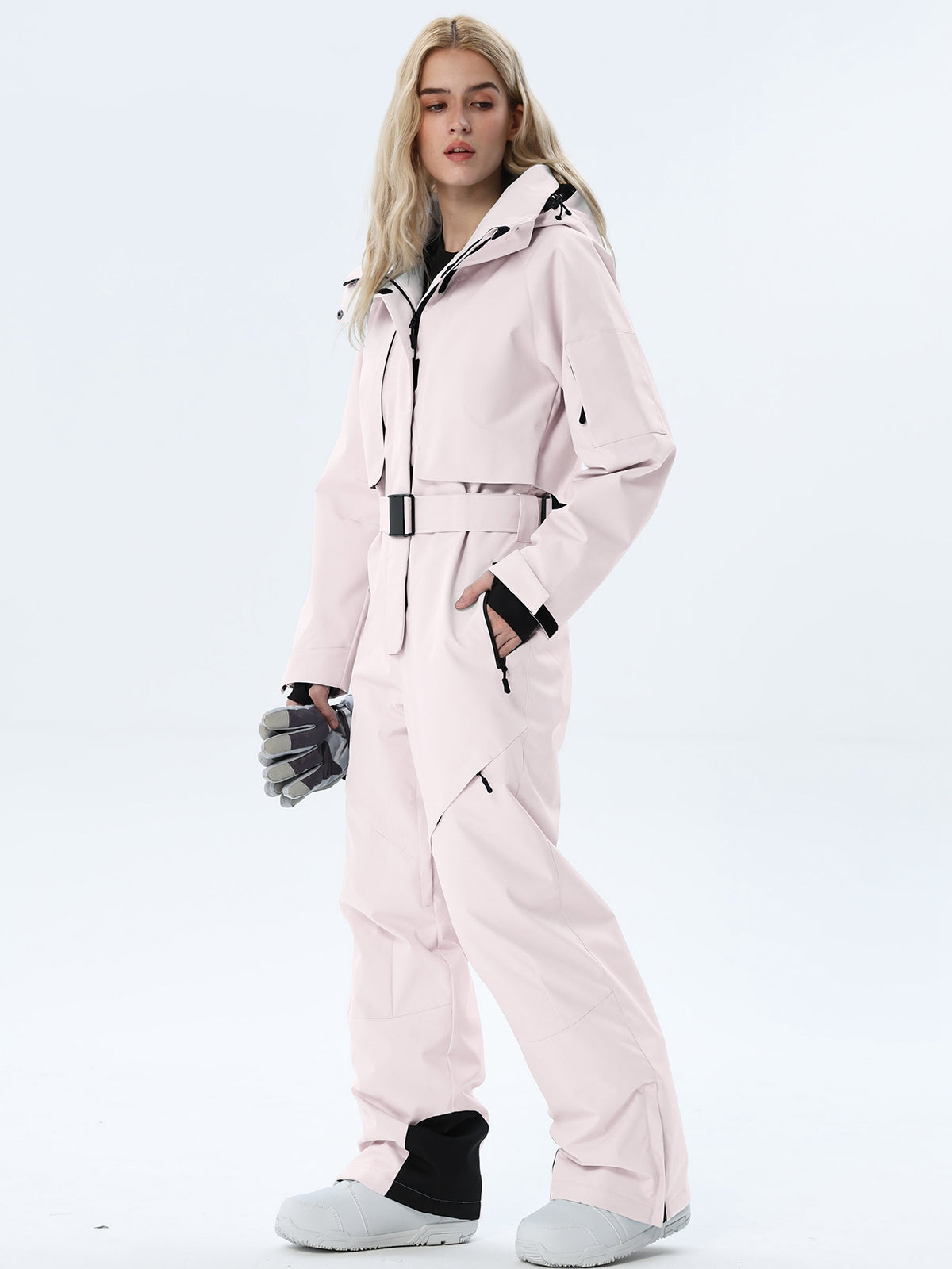 Women's Belted Cargo Snow Jumpsuit