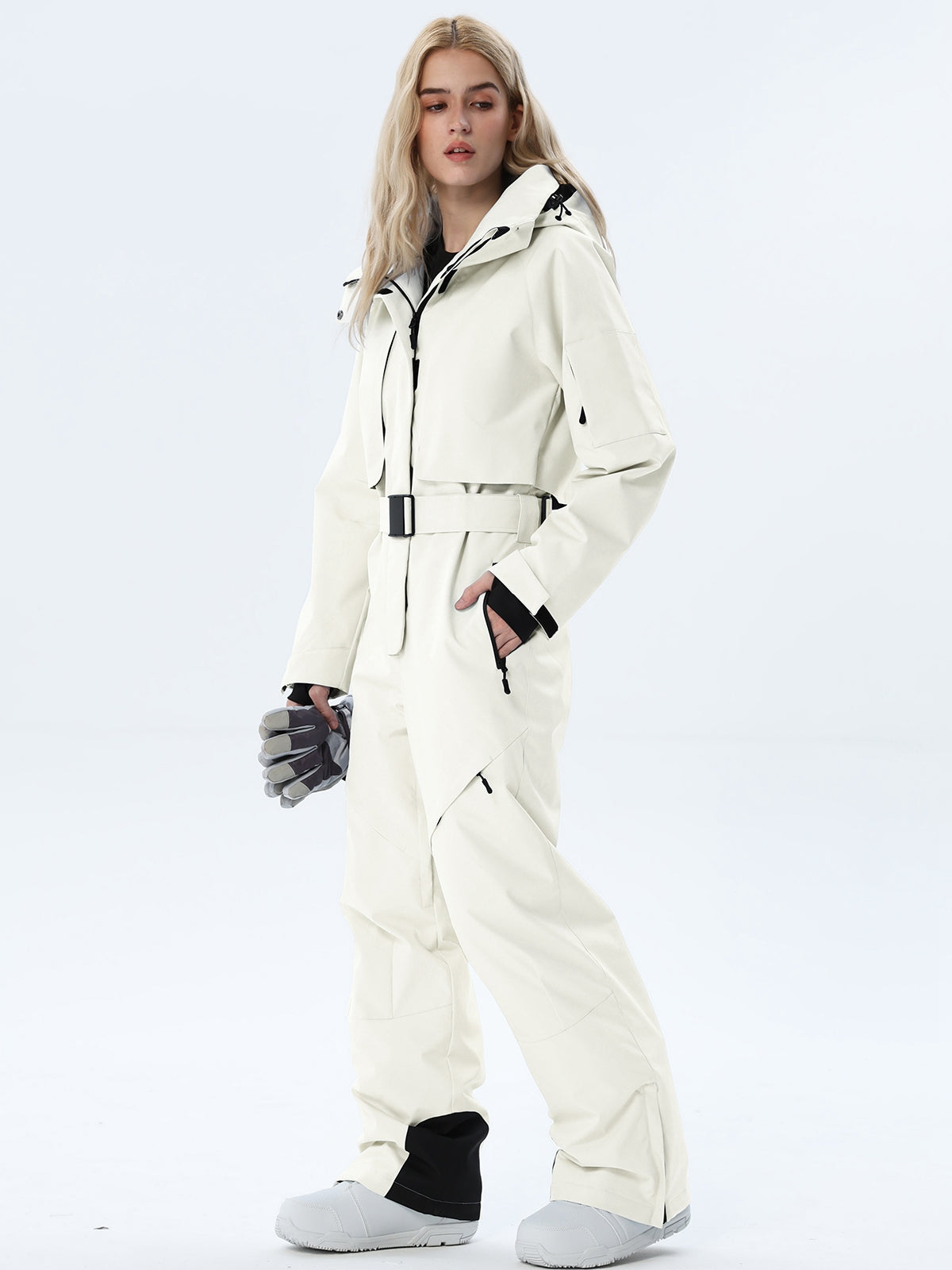 Women's Belted Cargo Snow Jumpsuit