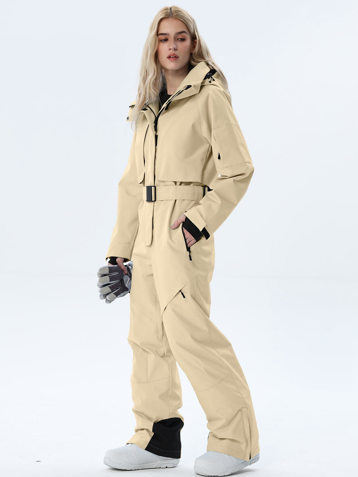 Women's Belted Cargo Snow Jumpsuit