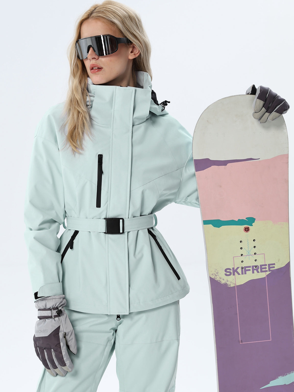 Women's Coordinated Belted Snow Jacket and Pants