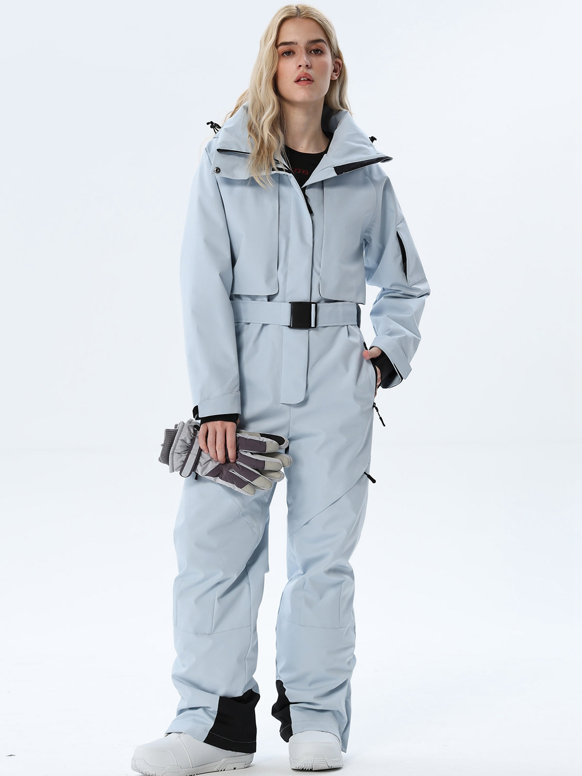 Women's Belted Cargo Snow Jumpsuit