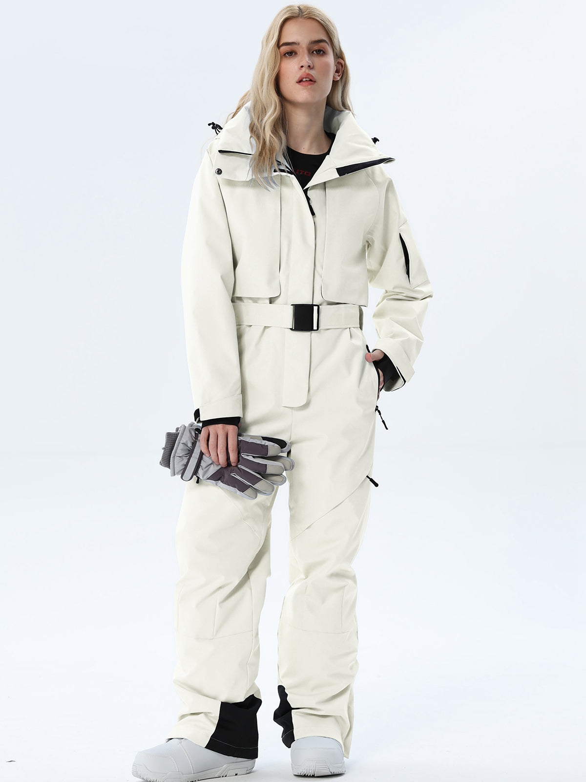 Women's Belted Cargo Snow Jumpsuit