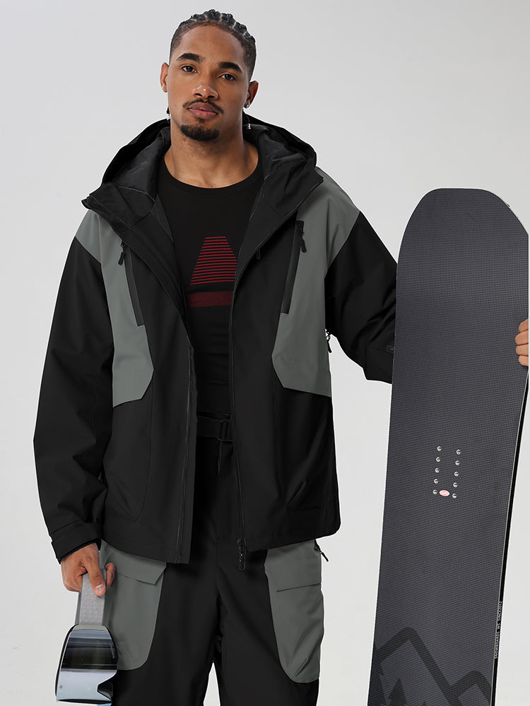 Men's Retro Color-Panel Jacket and Cargo Pants Set