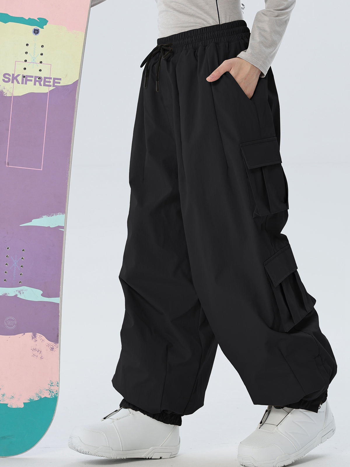 Women's Drawstring-Waist Baggy Snow Pants