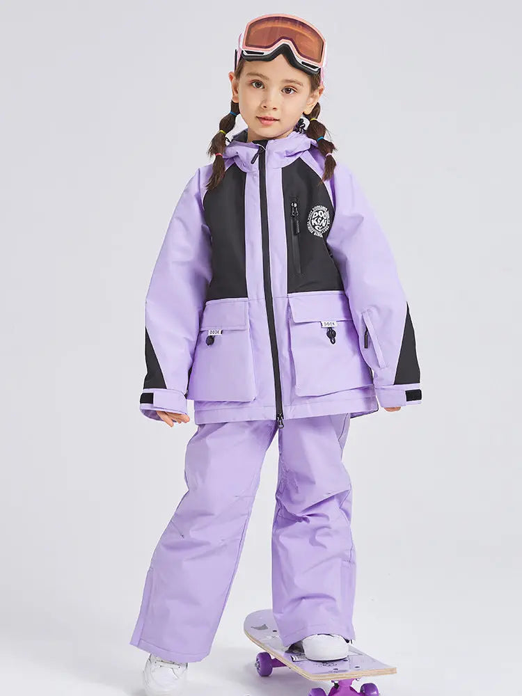 Children Insulated Ski Jacket & Bibs Baggy Snowsuits
