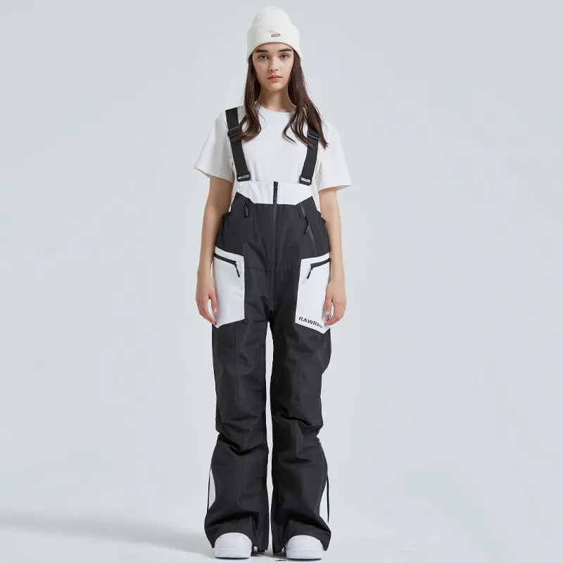 Couple Style Outdoor Ski Bibs Pants High Wasit Snow Overalls