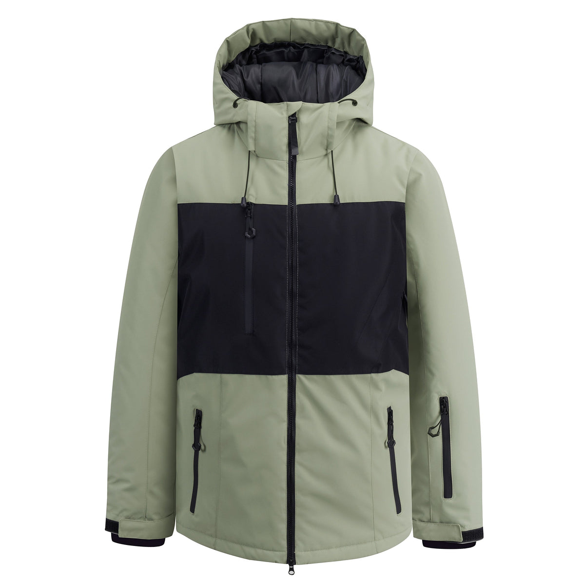 Unisex Color-Panel Hooded Ski Shell Coat