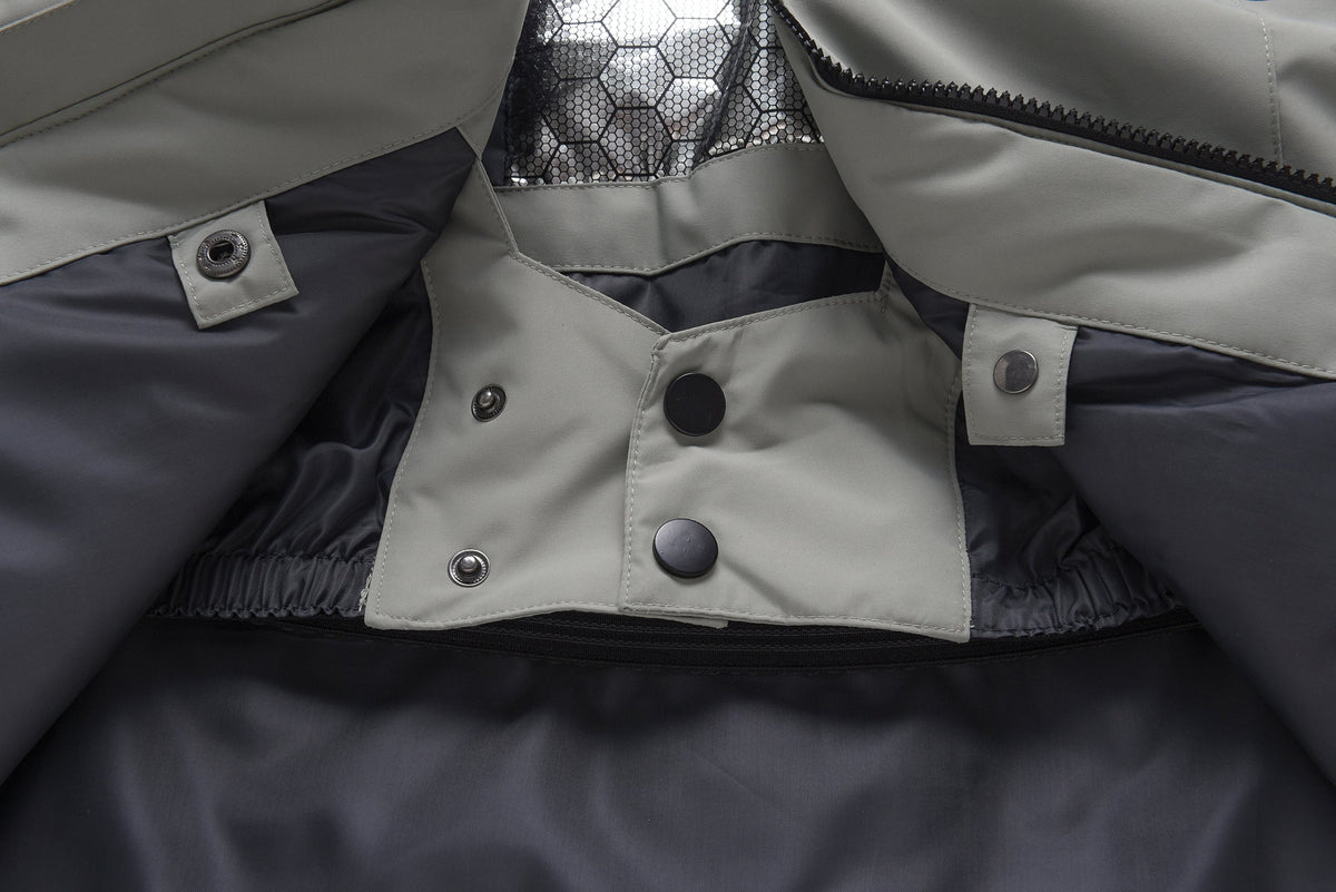 Unisex Color-Panel Hooded Ski Shell Coat
