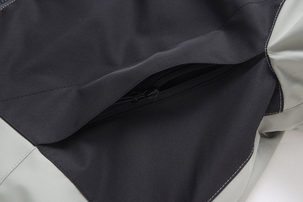 Unisex Color-Panel Hooded Ski Shell Coat