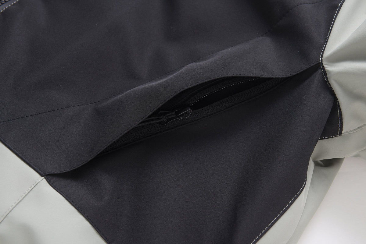 Unisex Color-Panel Hooded Ski Shell Coat