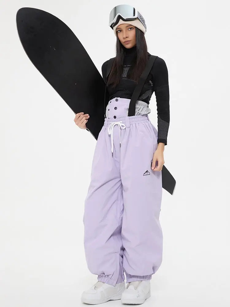 Girls Baggy Snow Bib Pants Loose Fit Ski Trousers for Sports