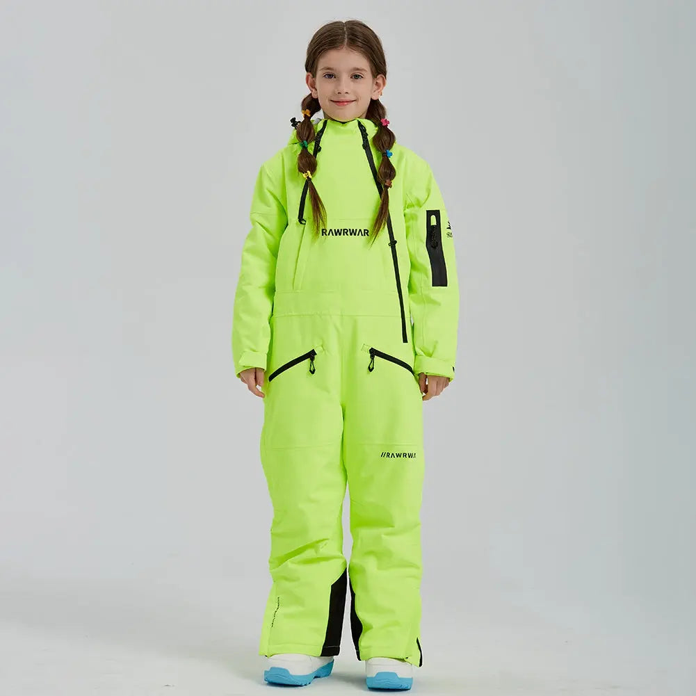 Girls High Quality One Piece Ski Jumpsuits Hooded Warm Snowsuits