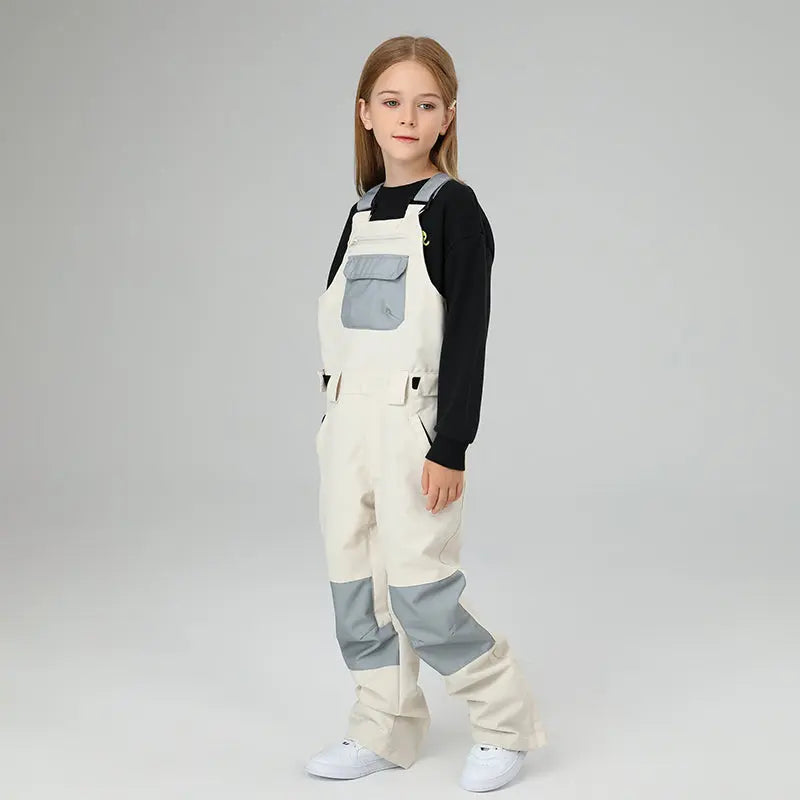 Classical Girls Colorblock Ski Overall Bib Pants Winter Sports Pants