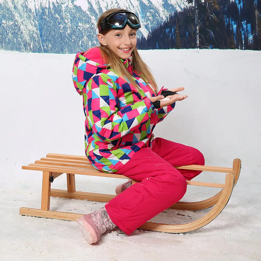 HOTIAN Girls Geometric Patterns Ski Jacket