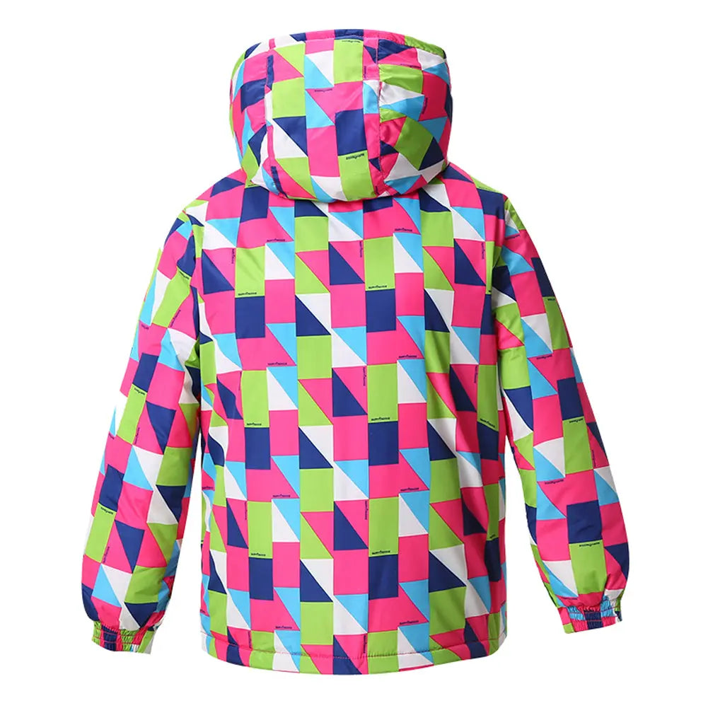 HOTIAN Girls Geometric Patterns Ski Jacket