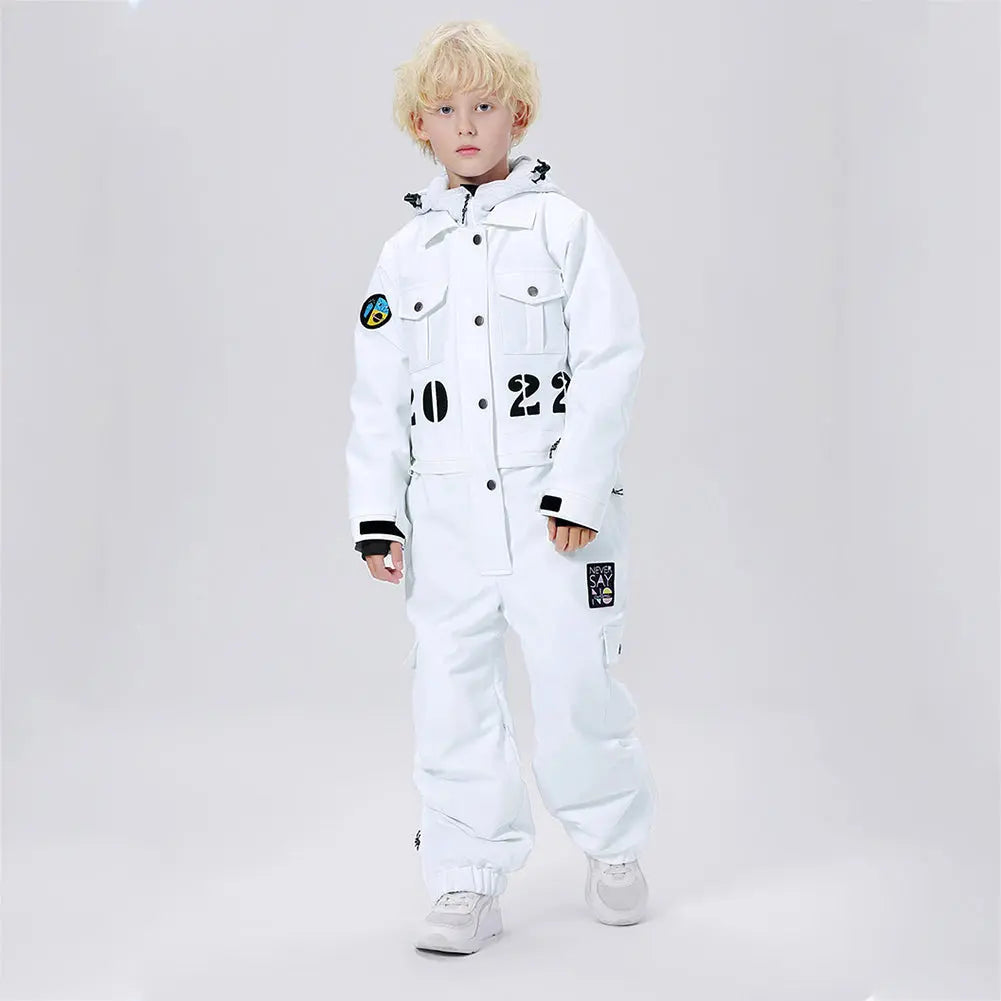 Hotian Boy One Piece Snowsuits Breathable Contrast Hooded