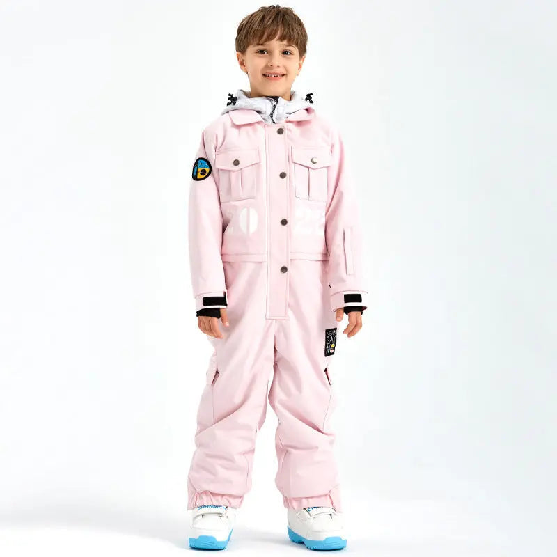 Hotian Boys & Girls One Piece Snowsuits Breathable Contrast Hooded