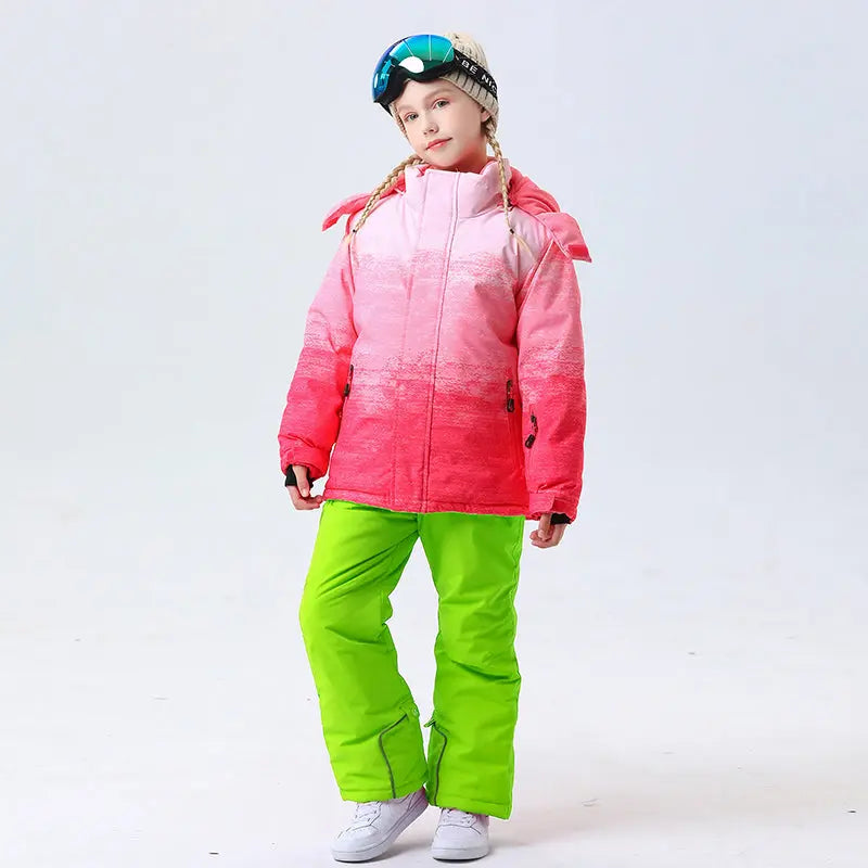 Hotian Girl Snow Jackets & Snow Pants Set Waterproof
