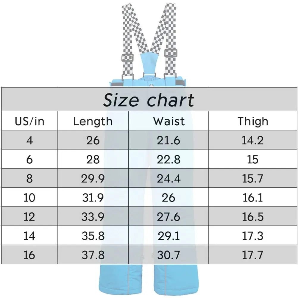Kids Outdoor Ski Bibs Pants Waterproof Snow Pants