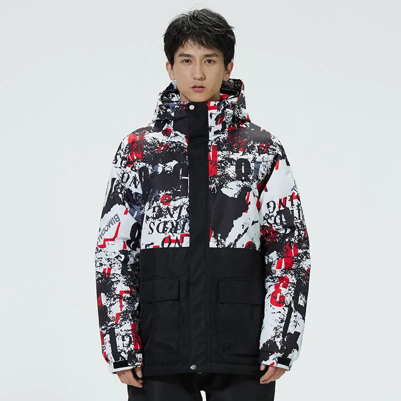 Hotian Men Hooded Skiing Cargo Jacket Soft Shell