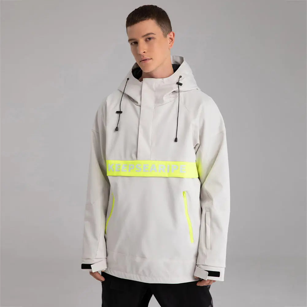 Men Half-zipper Snow Jacket Insulated Ski Anorak Hoodie Pullovers